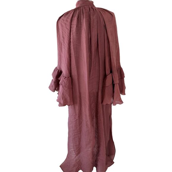 H&M Edition Viral 2024 Flounced Maxi Sheer Dress Red-Brown Boho Witch Fairy, L - Picture 4 of 7